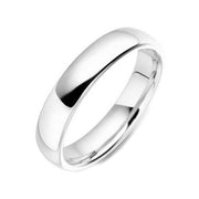 Platinum Classic Court Shaped Medium Gauge 5mm Wedding Ring BNN-494