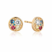 Sif Jakobs Novara 18ct Gold Plated Sterling Silver Multicolour Zirconia Piccolo Stud Earrings, SJ-E1055-XCZ(YG)