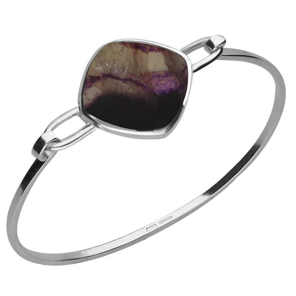 Sterling Silver Blue John Slim Cushion Bangle. B035.
