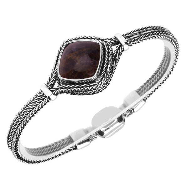 Sterling Silver Blue John Foxtail Overlap Cushion Bracelet. B960.