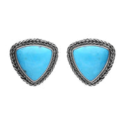 Sterling Silver Turquoise Triangular Large Foxtail Earrings E1843
