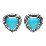 Silver Turquoise Triangular Small Foxtail Earrings. E1842.