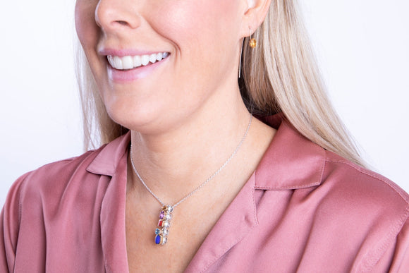 9ct Yellow Gold Sterling Silver Blue Goldstone Stepping Stones Square Stud Earrings