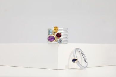 9ct Yellow Gold Stepping Stones Twisted Rope Stacking Ring