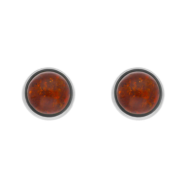 Sterling Silver Amber 4mm Round Earrings, E1734
