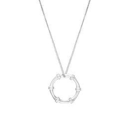 Sterling Silver Bamboo Open Circle Pendant Necklace, P2228.