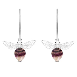 Sterling Silver Blue John Bee Small Hook Earrings, E2438.