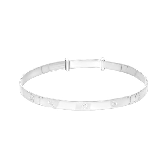 Sterling Silver Medium Feature Hallmark Baby Bangle D