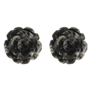 Sterling Silver Preseli Blue Stone Tuberose Flower 10mm Stud Earrings