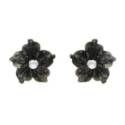 Sterling Silver Preseli Blue Stone Tuberose Flower 8mm Stud Earrings, E1321.