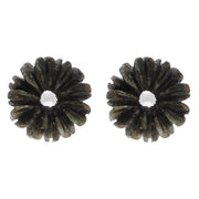 Sterling Silver Preseli Blue Stone Tuberose Daisy 8mm Stud Earrings, E2161.