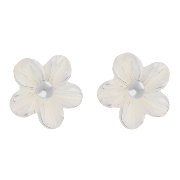 Sterling Silver White Mother of Pearl Tuberose 6mm White Mother of Pearl Stud Earrings