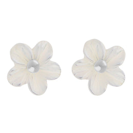 Sterling Silver White Mother of Pearl Tuberose 6mm White Mother of Pearl Stud Earrings