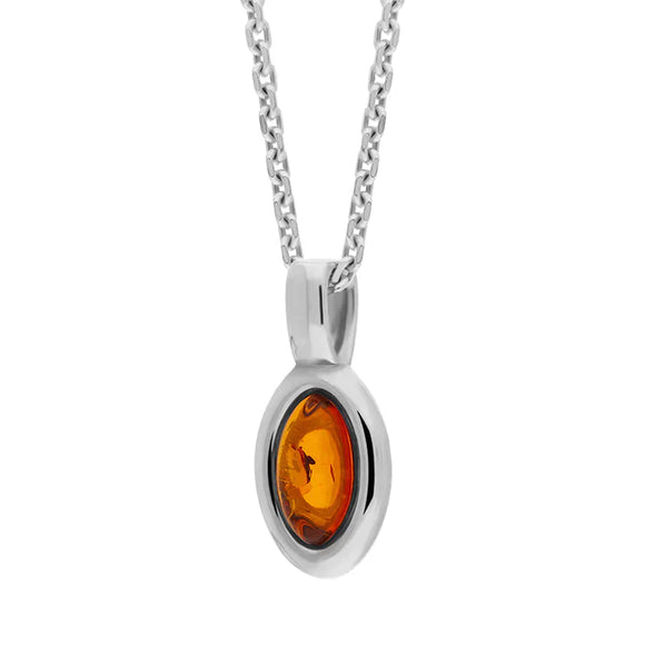 Sterling Silver Amber Oval Fixed Bale Necklace, P1997_2.