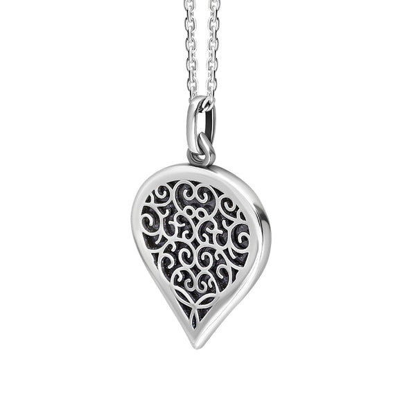 Sterling Silver Blue Goldstone Flore Filigree Medium Heart Necklace. P3630._2