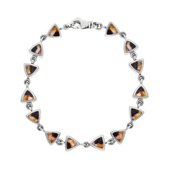 Sterling Silver Blue John Curved Triangle Bracelet B647