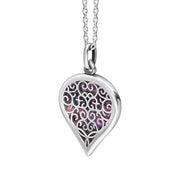 Sterling Silver Blue John Flore Filigree Medium Heart Necklace. P3630._2