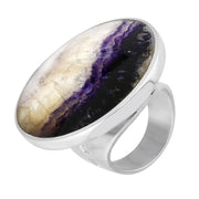 Sterling Silver Blue John Hallmark Large Round Ring. R611_FH.