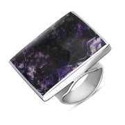 Sterling Silver Blue John Hallmark Large Square Ring. R605_FH.