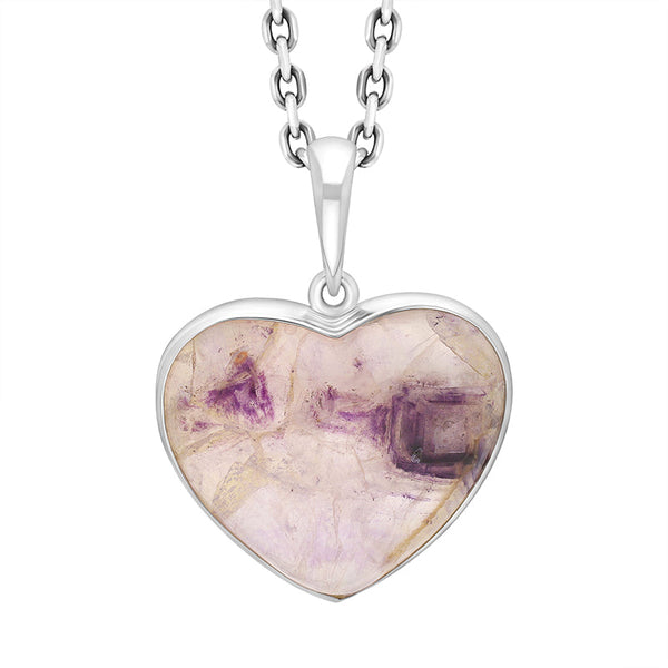 Sterling Silver Blue John Heart Pendant Necklace, PUNQ0008972