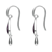 Sterling Silver Blue John Inverted Heart Teardrop Drop Hook Earrings