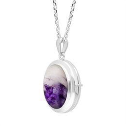 Sterling Silver Blue John Oval Locket Pendant