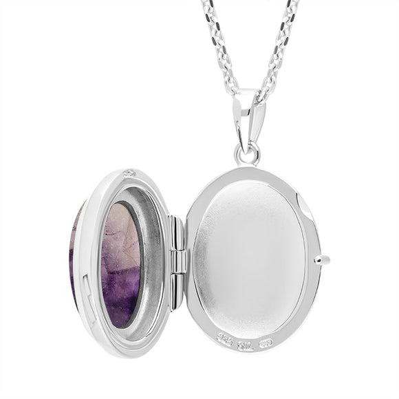 Sterling Silver Blue John Oval Locket Pendant