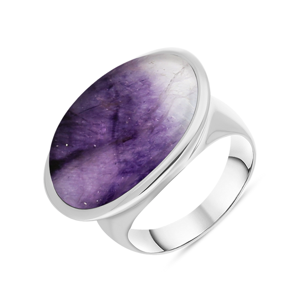 Sterling Silver Blue John Wide Oval Chunky Ring, R840.