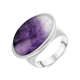 Sterling Silver Blue John Wide Oval Chunky Ring, R840.