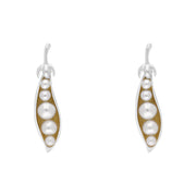 Sterling Silver Freshwater Pearl Chatsworth Garden Peapod Drop Earrings, E2589