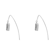 Sterling Silver Whitby Jet Gravestone Skull and Crossbones Hook Earrings