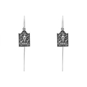Sterling Silver Whitby Jet Gravestone Skull and Crossbones Hook Earrings E2594