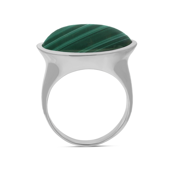 Sterling Silver Malachite Oval Statement Ring, R838_2.