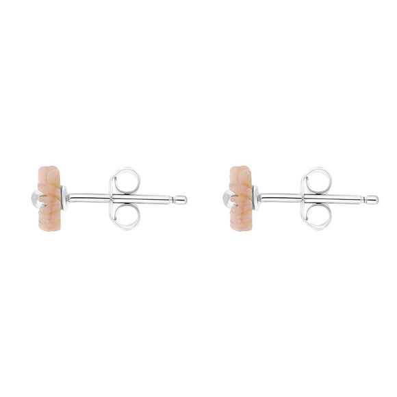 Sterling Silver Pink Mother of Pearl Tuberose 6mm Daisy Stud Earrings