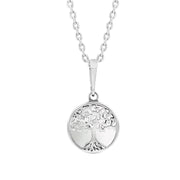 Sterling Silver Bauxite Round Tree of Life Necklace, P3616.