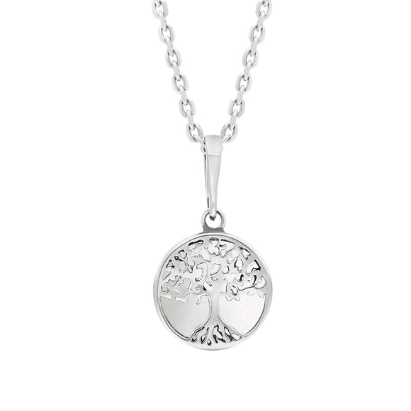 Sterling Silver Bauxite Round Tree of Life Necklace, P3616.