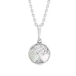 Sterling Silver Bauxite Round Tree of Life Necklace, P3616.