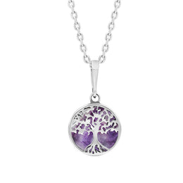 Sterling Silver Blue John Round Tree of Life Necklace, P3616.