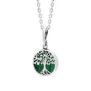 Sterling Silver Small Malachite Round Tree of Life Necklace