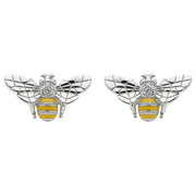 Sterling Silver Swarovski Crystal Enamel Bee Bee Three Piece Set, S228._2