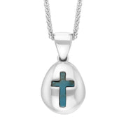 Sterling Silver Turquoise Cross Pear Shape Necklace