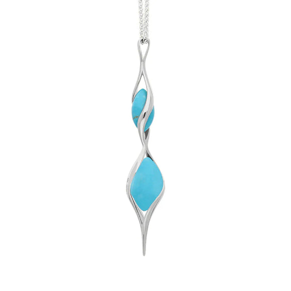 Sterling Silver Turquoise Double Twist Bead Necklace
