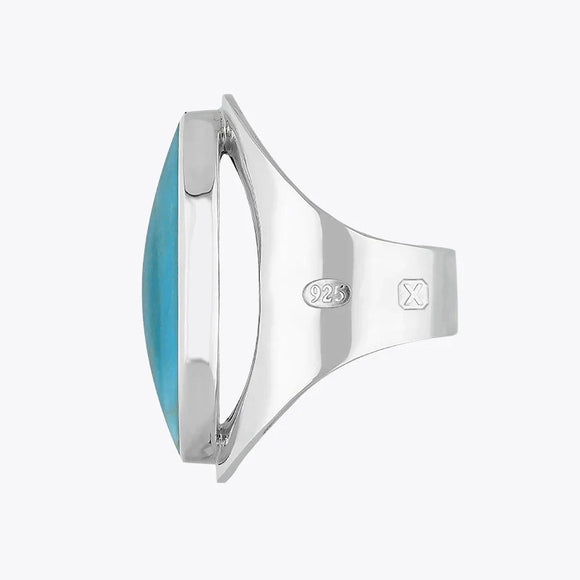 Sterling Silver Turquoise Hallmark Large Oval Ring