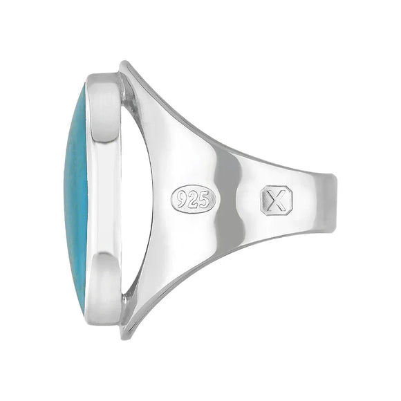 Sterling Silver Turquoise Hallmark Medium Oval Ring