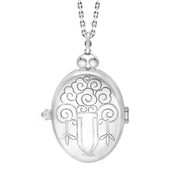 Sterling Silver Turquoise Marcasite Large Oval Flower Edge Locket Necklace