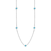 Sterling Silver Turquoise Star Link Disc Chain Necklace, N744_2.