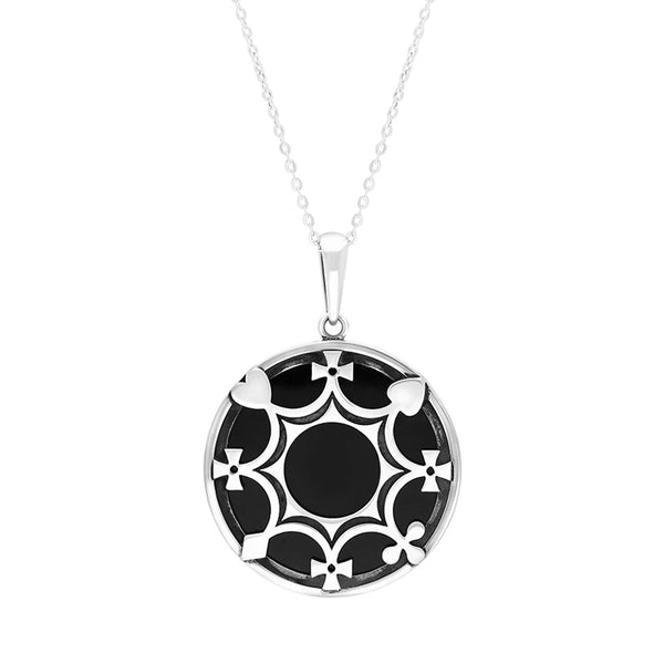 Sterling Silver Whitby Jet House Of Cards Necklace, P2049C.