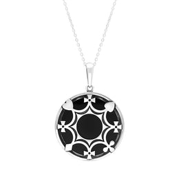 Sterling Silver Whitby Jet House Of Cards Necklace, P2049C.