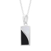 Sterling Silver Whitby Jet Mother of Pearl Oblong Necklace