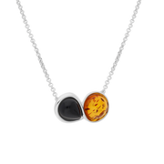 Sterling Silver Whitby Jet Amber Pear Shaped Necklace N1126_2